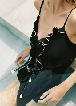Online Sea New York Camille Ruffle One Piece Black