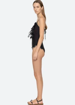 Online Sea New York Camille Ruffle One Piece Black