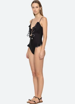 Online Sea New York Camille Ruffle One Piece Black