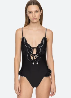 Online Sea New York Camille Ruffle One Piece Black