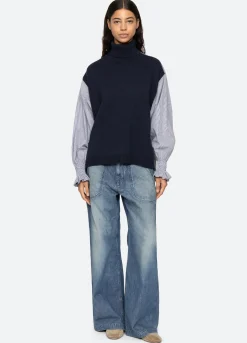 New Sea New York Devana Combo Sweater Navy