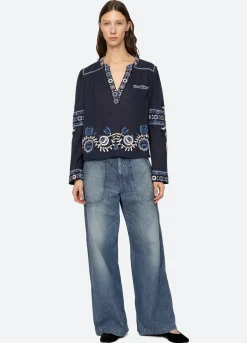 Online Sea New York Inga L/S Top Navy