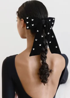 Fashion Sea New York Velvet Bow Clip Black